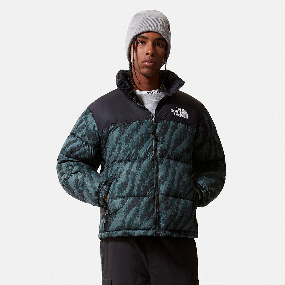 The North Face 1996 Printed Retro Nuptse Ανδρικα Puffer Μπουφαν - Πρασινο (RGQY53721)